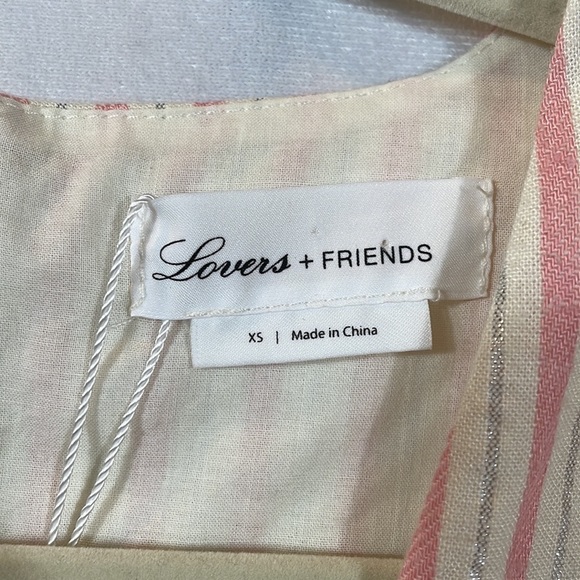 Lovers + Friends Dress XS Blush Pink Stripe Haven NWT Deep V Neckline - Picture 4 of 14
